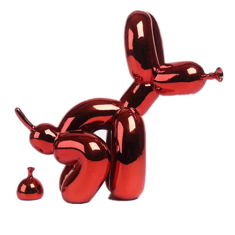 Balloon Dog Statue for Home Decoration, Resin Animal Sculpture, Doggy Poo, Standing Craft, Office Decor, Black and Gold