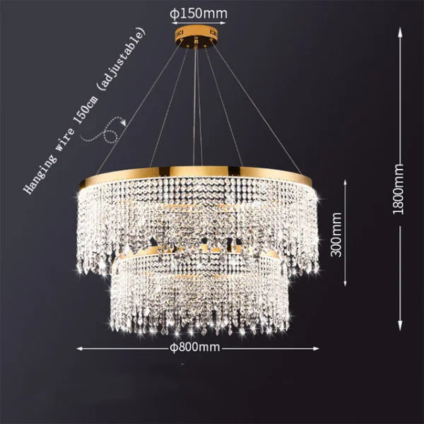 Modern K9 Crystal Chandelier Luxury Gold LED Pendant Lamp Circle Design Hanging Lights for Living Room Home Decoration Lighting Arrival 29-48 days