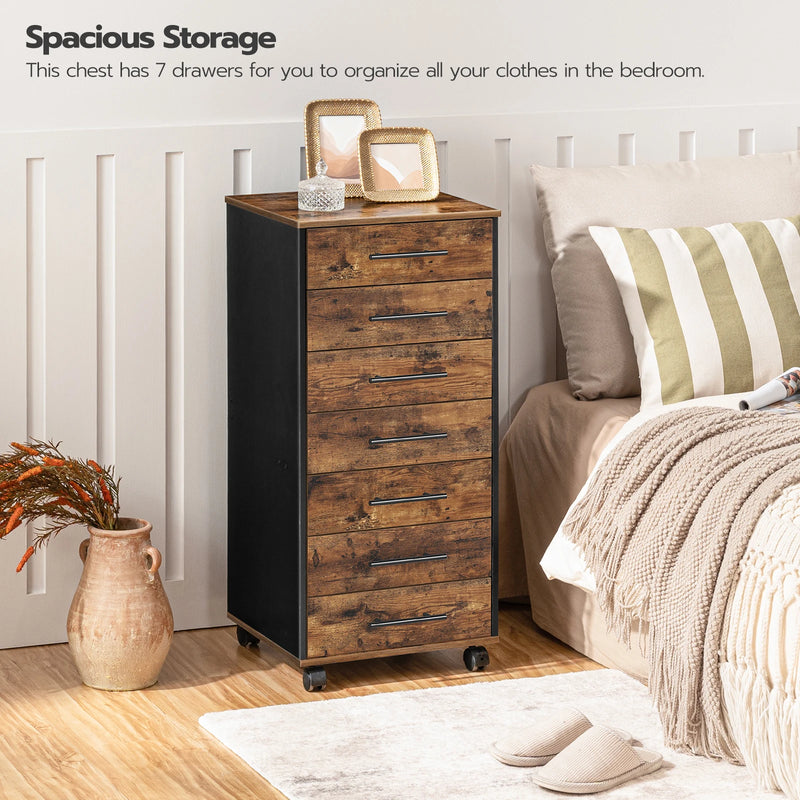 HOOBRO 7-Drawer Chest Wooden File Cabinet, Office Cabinet with Drawers, Storage Cabinet, for Home Office