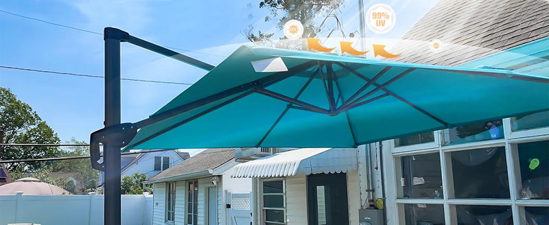 9'X11.5'Patio Umbrella Outdoor Cantilever Rectangle Umbrella Aluminum Offset Umbrella with 360-degree Rotation patio