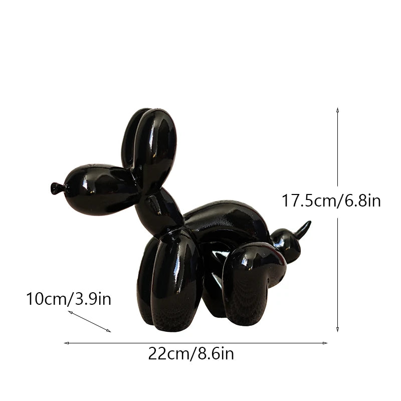 Cute Squat Balloon Dog Puppy Poop Statue Resin Animal Sculpture Craft Office Art Craftwork Tabletop Home Decor Collration Object