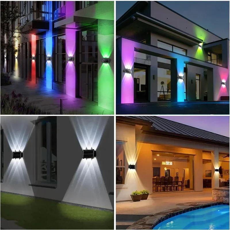 Solar LED Spotlight Outdoor Waterproof Upper Lower Lighting Porch Lights Solar Powered Streetlight for Balcony Courtyard Garden