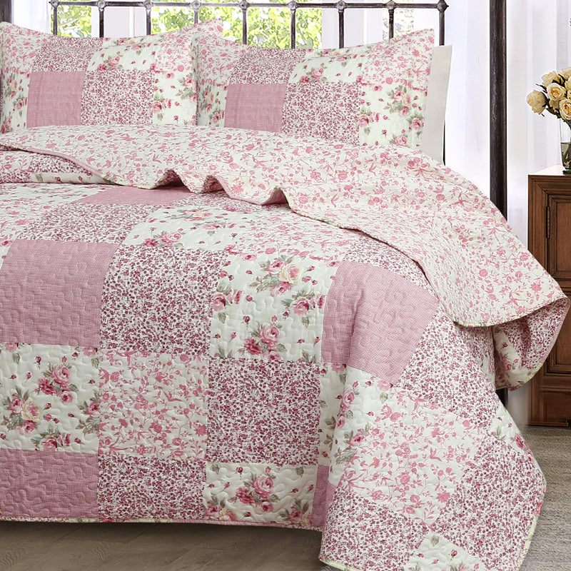 Spliced Quilt Set, Pre-washed Fitted Sheet Quilt Cover, Flower Sea Design, Comfortable and Skin-friendly, Breathable and Soft