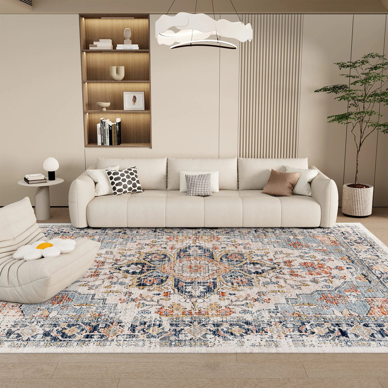 vintage design, washable area rugs non-slip rugs for living room bedroom traditional woven rugs stain resistant