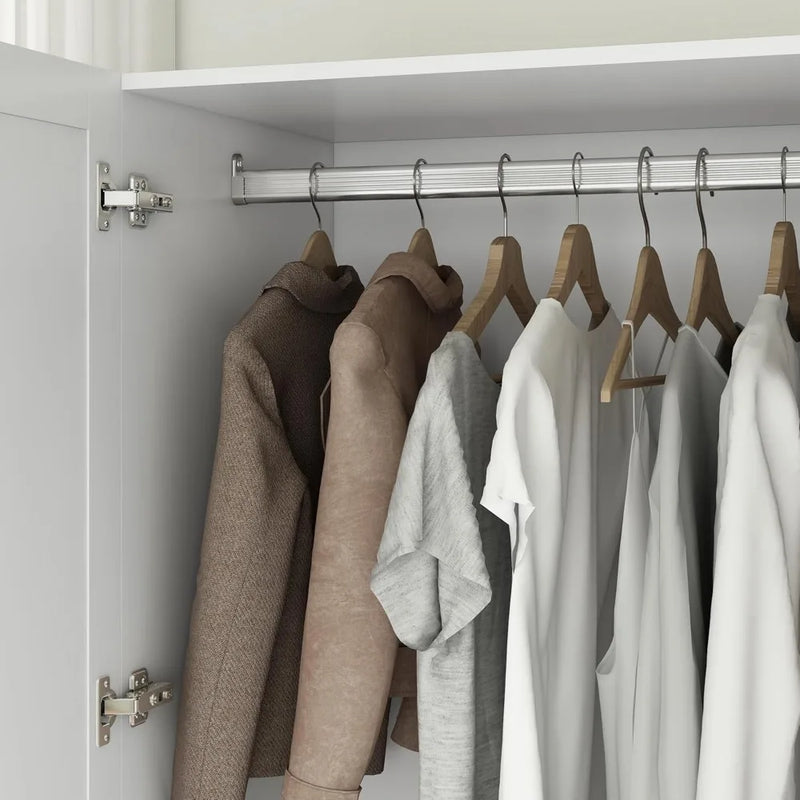 3 Door Armoire Wardrobe Closet Cabinet with Mirror and LED Light, 2 Drawers, 3 Doors,Hanging Rod,Large Capacity Storage Wardrobe