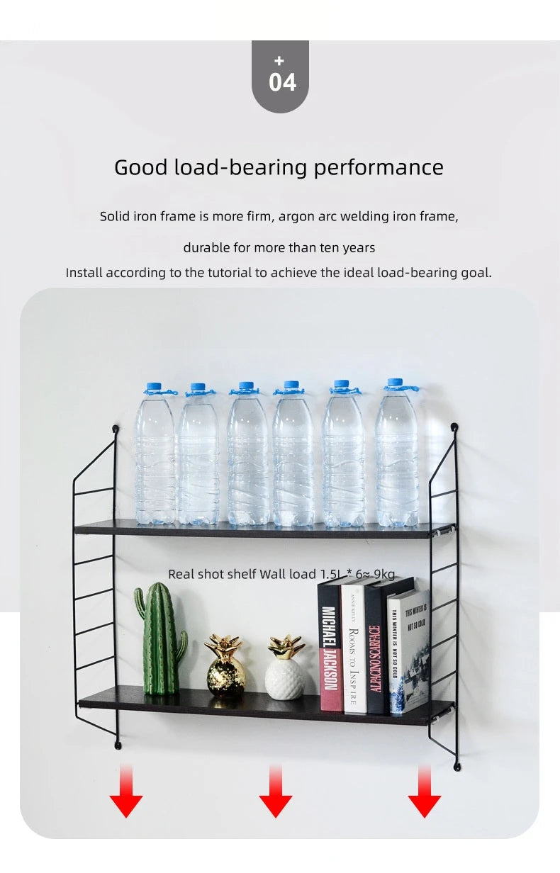 Wall Mounted Shelves Iron art Wood Hanging Book Shelf For Living Room Bedroom Storage Basket Wall Decoration Rack Doll Organizer