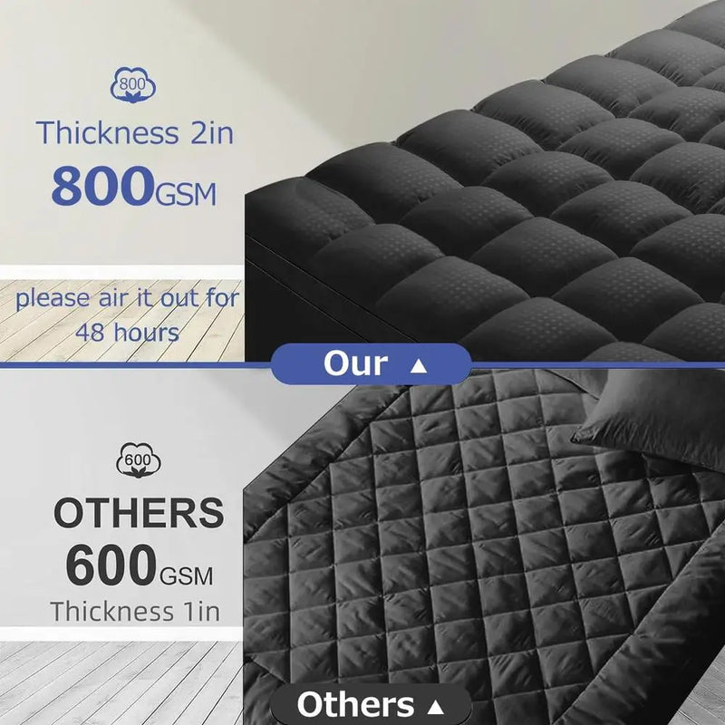 Extra Thick California King Mattress Topper Cooling Mattress Pad 2 Inch Deep Pocket Soft Support Breathable Machine Washable 3D