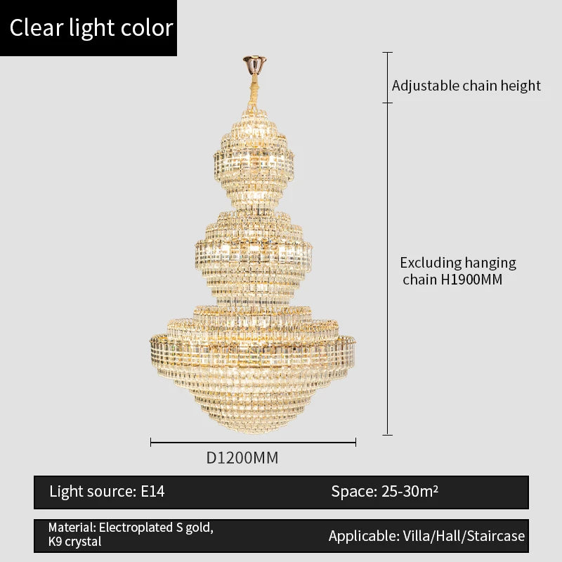 European Duplex Chandelier Luxury Hotel Lobby Loft Crystal Light Creative Personality Villa Living Room Stairwell Big Hanging, this Beauty ships from Europe, Arrival 29- 42 days