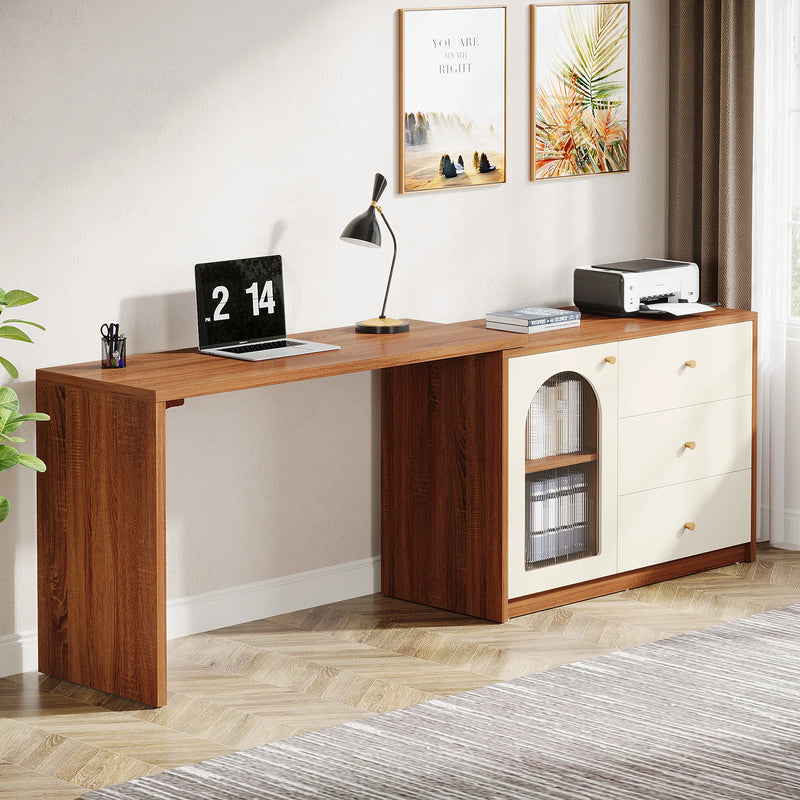 Tribesigns L Shaped Computer Desk with Drawers, Modern Corner Home Office Desk with Reversible Storage Cabinet, Long Study Desk