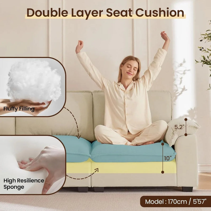 Modular Sectional Sofa Deep Seat Cloud Couch with Reversible Chaise L Shaped Couch