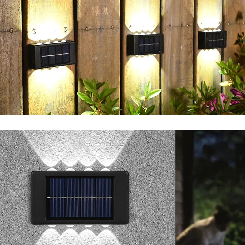 10/8/6/4LED Solar Wall Lamp Outdoor Waterproof Up and Down Luminous Lighting for Garden Fence Decoration Sunlight Light