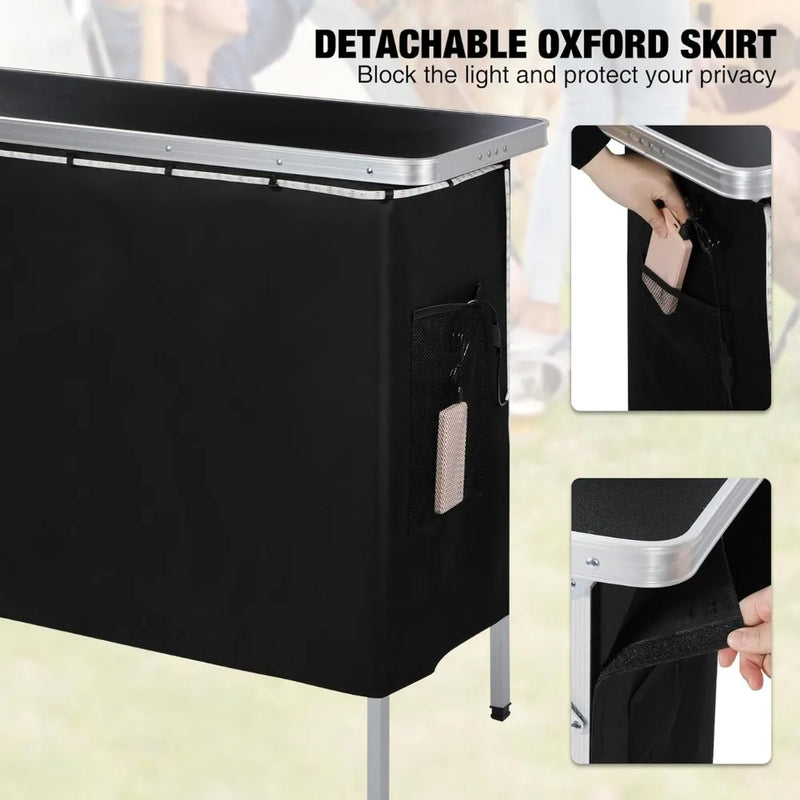 Portable Bar Table with Multi-Color LED Lights, Pop Up Folding Mobile Bar Bartender Table Podium Table for Events