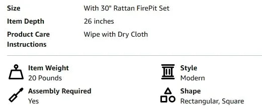 Outdoor Patio Furniture Set 7 Pieces Sectional Sofa with Fire Pit Table, Non-Slip 5" Thick Grey Cushion and Furniture Cover