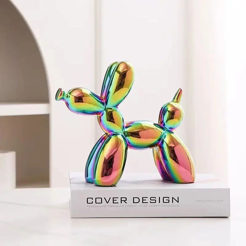 22cm Creative Balloon Dog Abstract Ceramic Ornament Sculpture Study Room Statue Home Office Accessories Decoration Gift