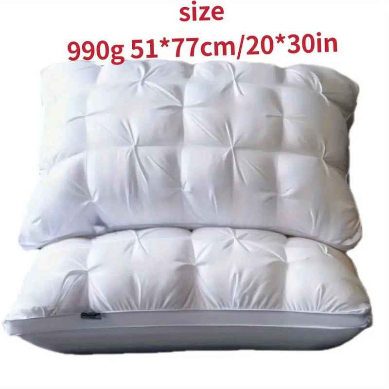 Luxurious 5-Star Hotel Quality Pillow 990g 20x30 Inches Deep Sleep Neck Support Non-Collapse High Pillow Core For All Seasons