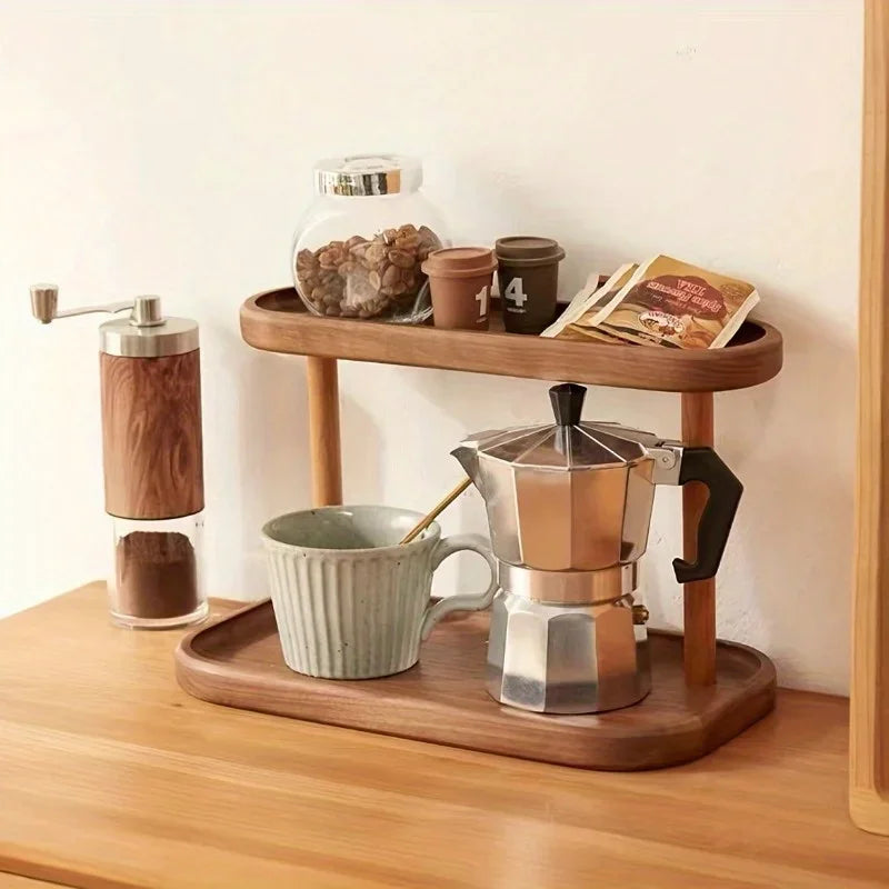 Double Layer Wooden Desktop Storage Set - Suitable for Jewelry, Cosmetics, Stationery, Desktop Multifunctional Storage Rack