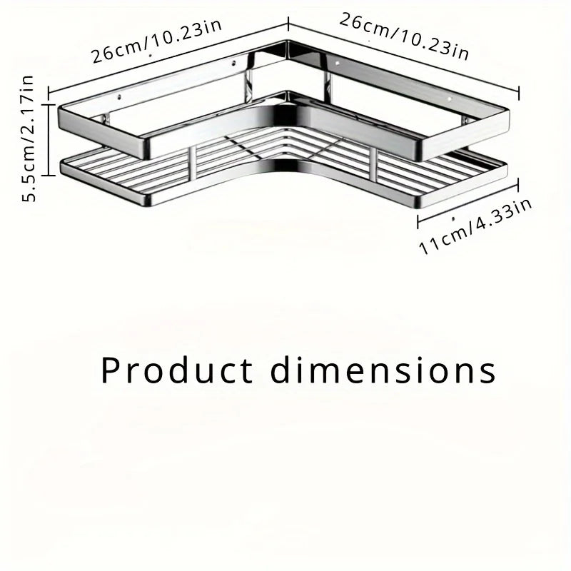 Wall Mounted Bathroom Shelf Organizer with Thickened Iron Triangle Frame, Kitchen Corner Shelf