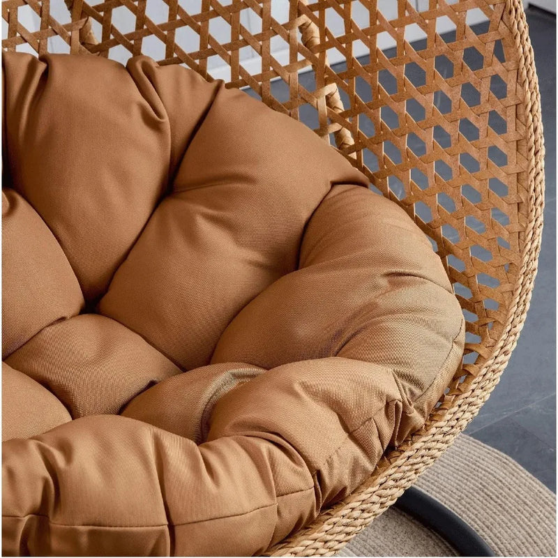 Hanging Egg Chair Outdoor,Rattan Swing with Foldable Basket,Hammock with Metal Stand,Lounge for Garden Backyar