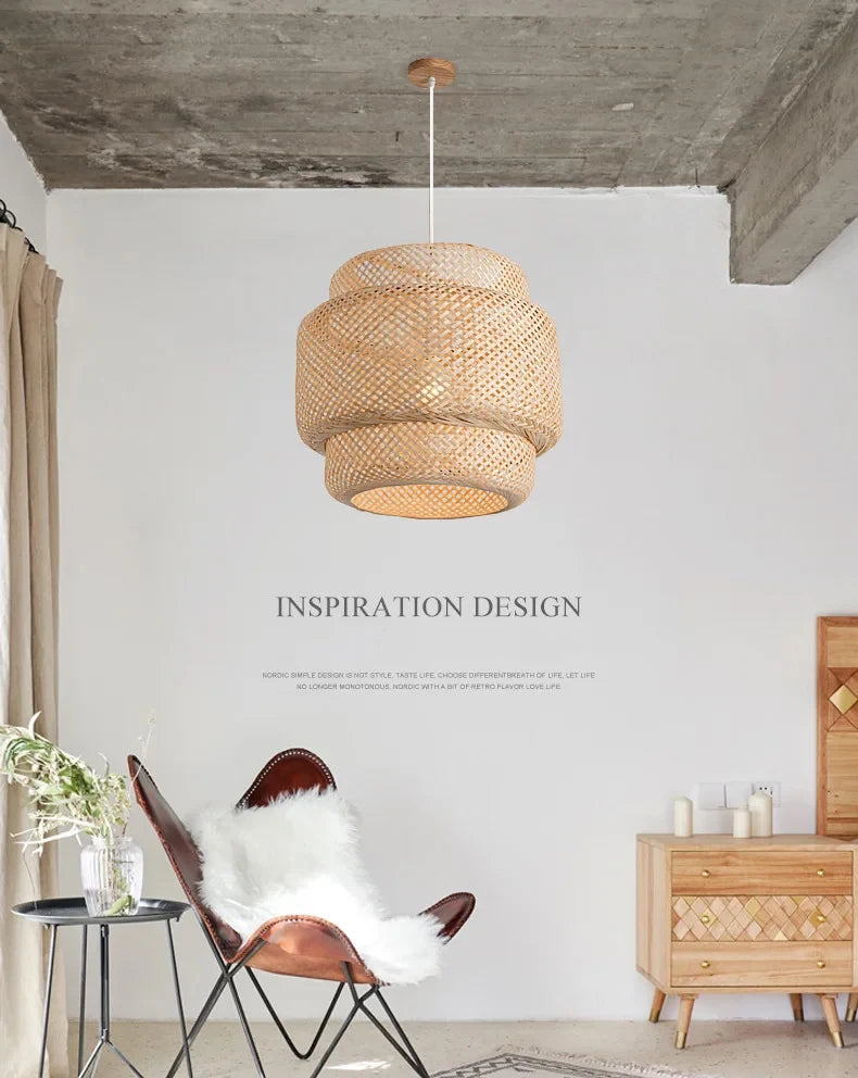 30cm Modern Bamboo Pendant Light Hand Woven Bamboo Art Chandelier Dining Room Lantern Chandelier Bedroom Dining Room Lamp