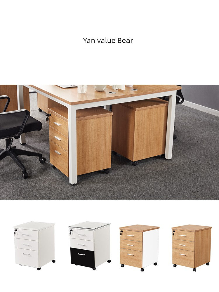 Solid Wood Simplicity Modern White Activity with Lock Small Mobile Cabinet