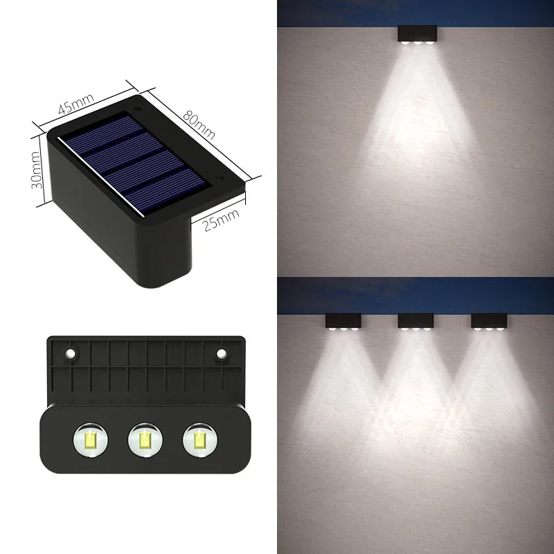 10/8/6/4LED Solar Wall Lamp Outdoor Waterproof Up and Down Luminous Lighting for Garden Fence Decoration Sunlight Light