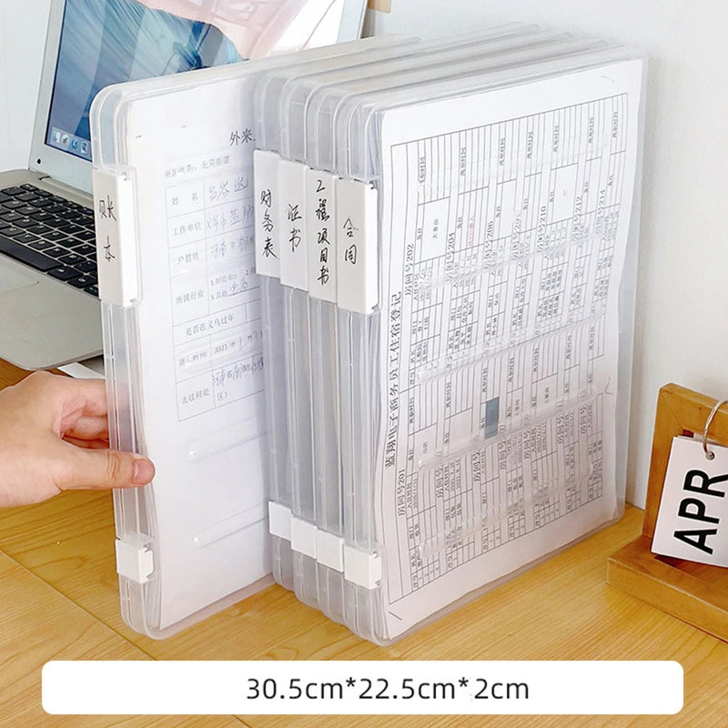 Desktop File Storage Box A4 Document Organizer Case With Lid Stackable Stationery Storage Box Cabinet Desk Clear Container