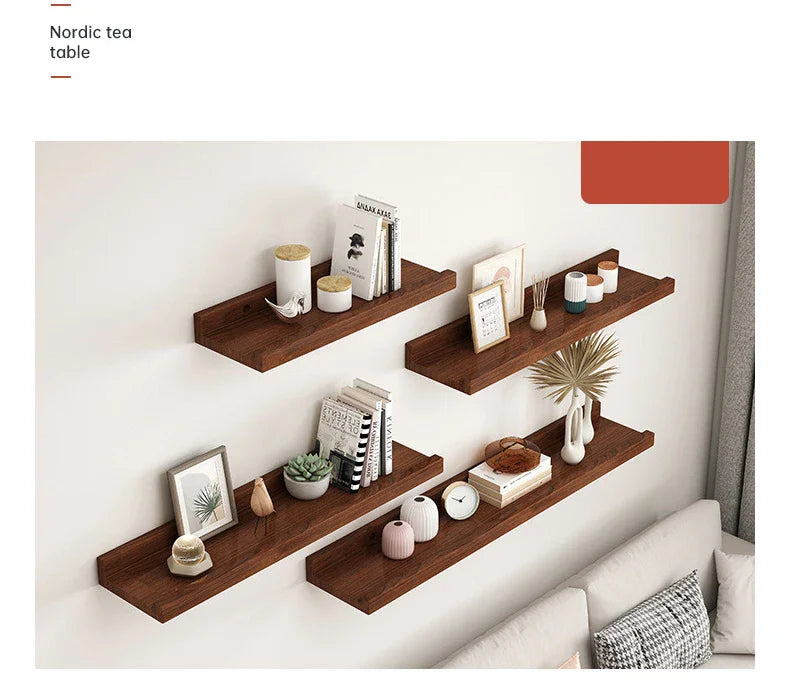 Wooden Floating Shelf Wall Mounted U-shaped Shelf Display Stand For Living Room Bathroom Kitchen Organizer Storage Rack