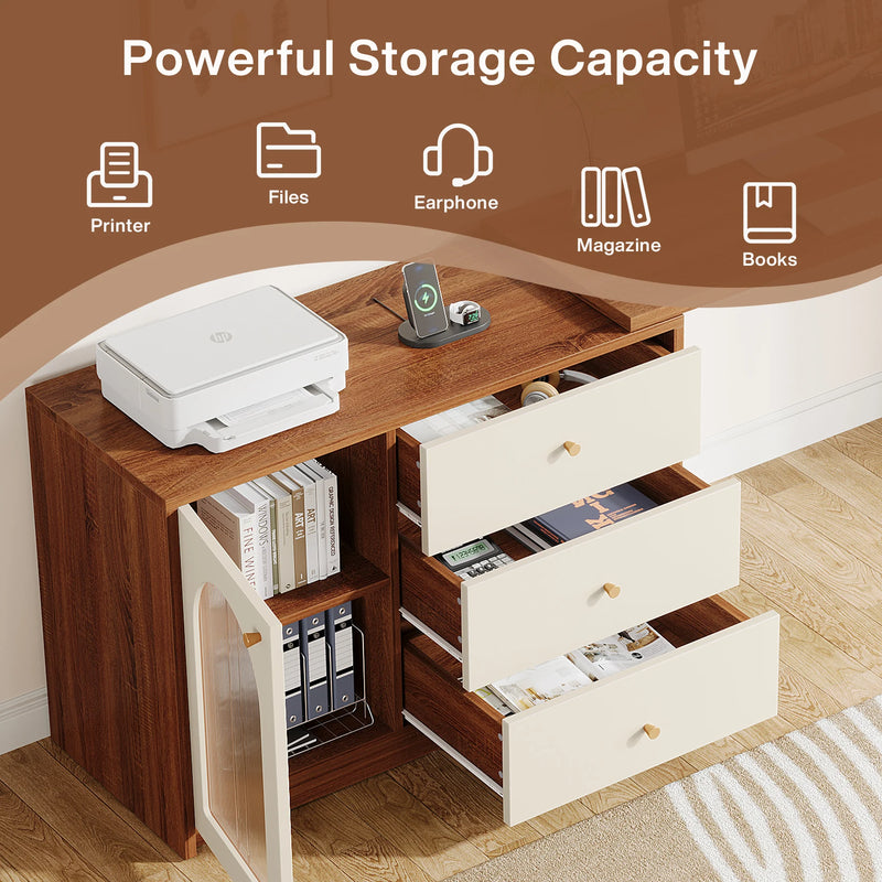 Tribesigns L Shaped Computer Desk with Drawers, Modern Corner Home Office Desk with Reversible Storage Cabinet, Long Study Desk