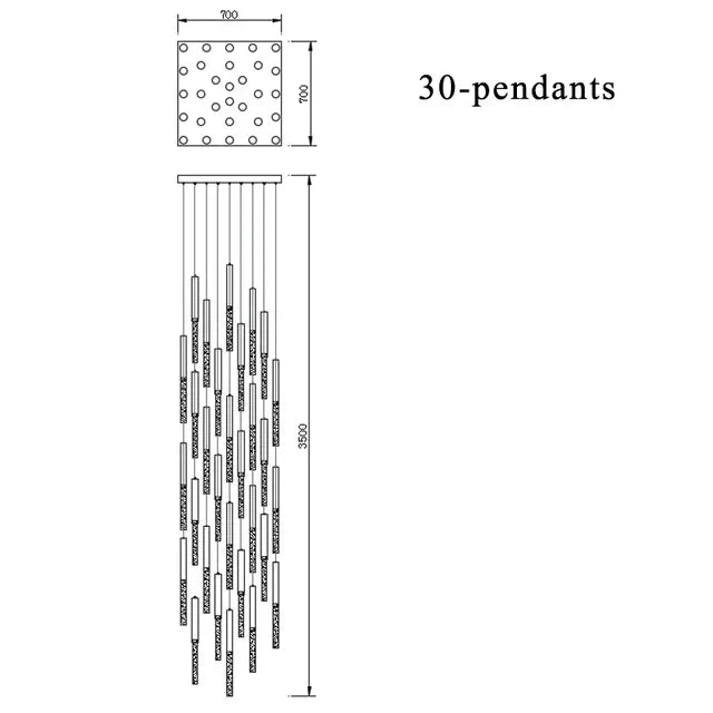 Nordic Minimalist Indoor Pendant Light Fixture Modern Ceiling Crystal Led Chandelier Long Hanging Lamp for Staircase Living Room