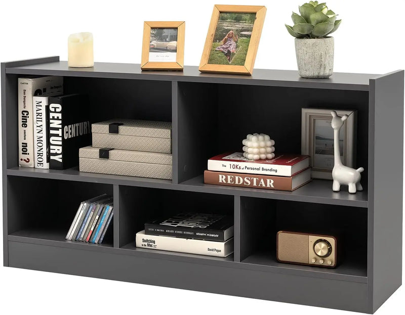 5 Cube Bookcase, 2 Tier Wooden Storage Open Bookshelf, Multipurpose Display Storage Cabinet for Living Room, Bedroom