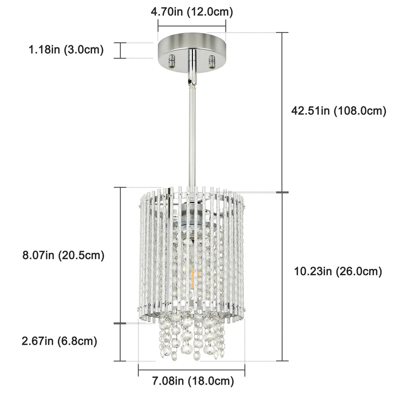 Luxury Pendant Light 1-Light Crystal Chandelier Hanging Ceiling Lamp for Corridor Kitchen Island Bedroom Arrival 7-10 days