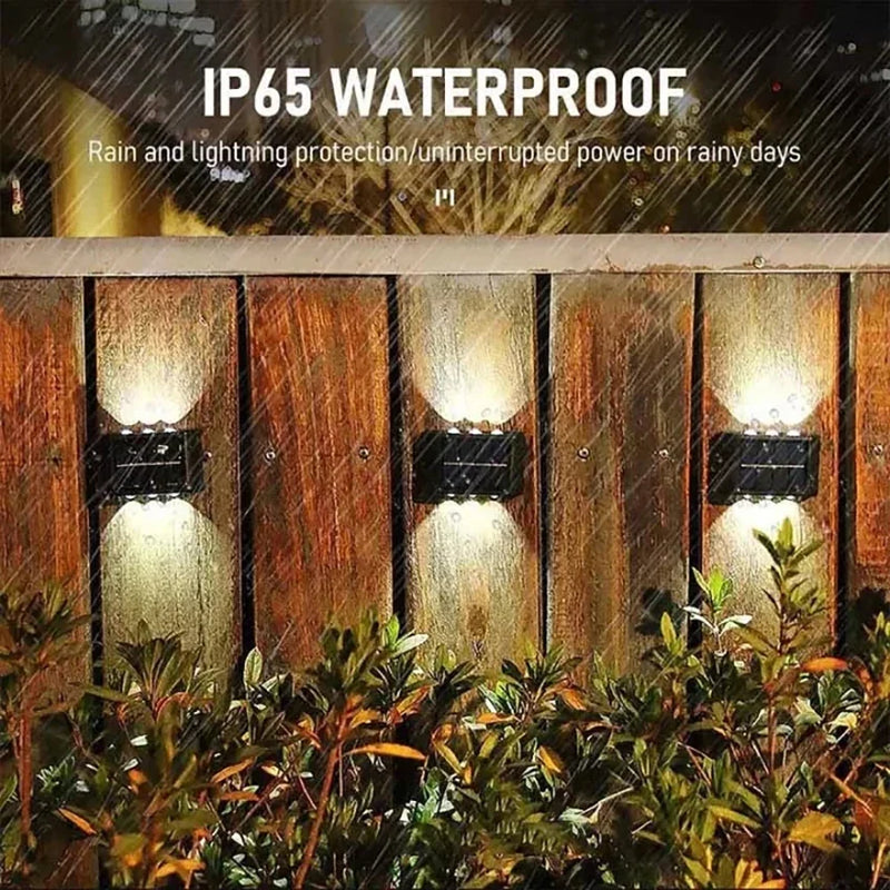 Solar Wall Lamp Outdoor Warm Light Waterproof Up And Down Luminous Lighting Balcony Yard Garden Decoration Lights Exterior Wall