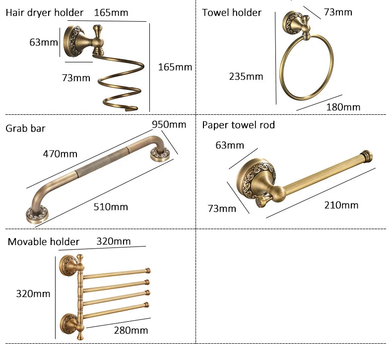 Bathroom Accessories Antique Bronze Towel Shelf Toilet Paper Holder Soap Holder Towel Rack Tumble Holder Antique Bronze ELF4001