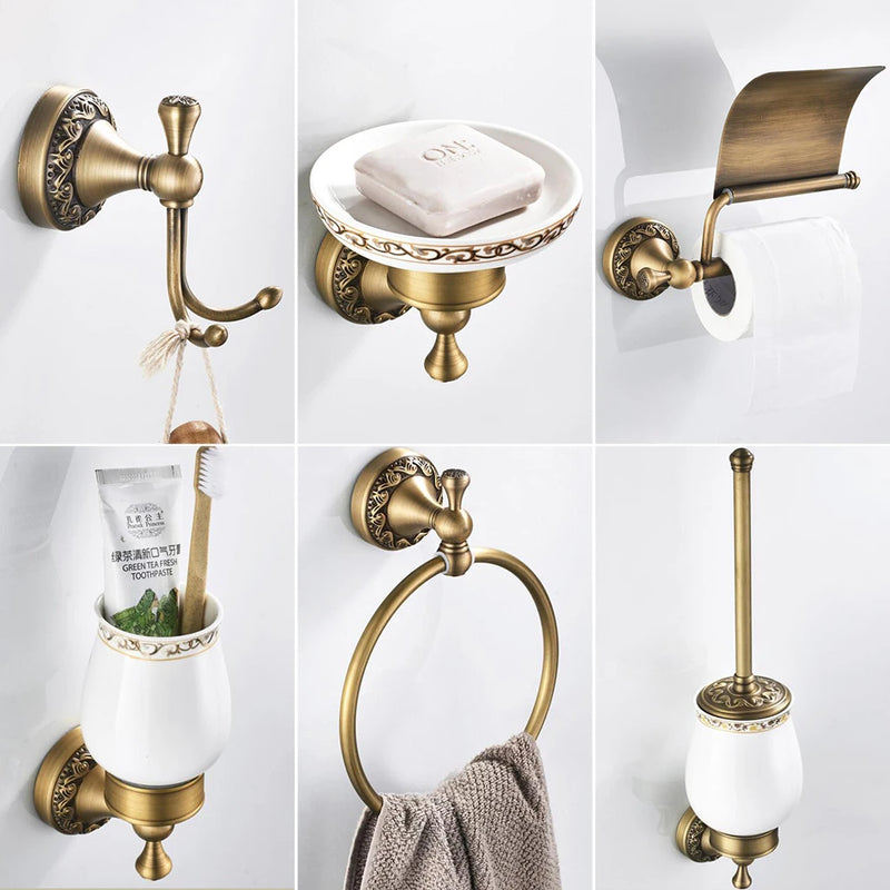 Bathroom Accessories Antique Bronze Towel Shelf Toilet Paper Holder Soap Holder Towel Rack Tumble Holder Antique Bronze ELF4001