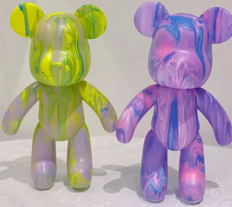 Vinyl White Bear Figure DIY Graffiti Handmade Bear Statue Painting Fluid Pigment Vinyl Graffiti Figurine Decoration Kid Toy Gift