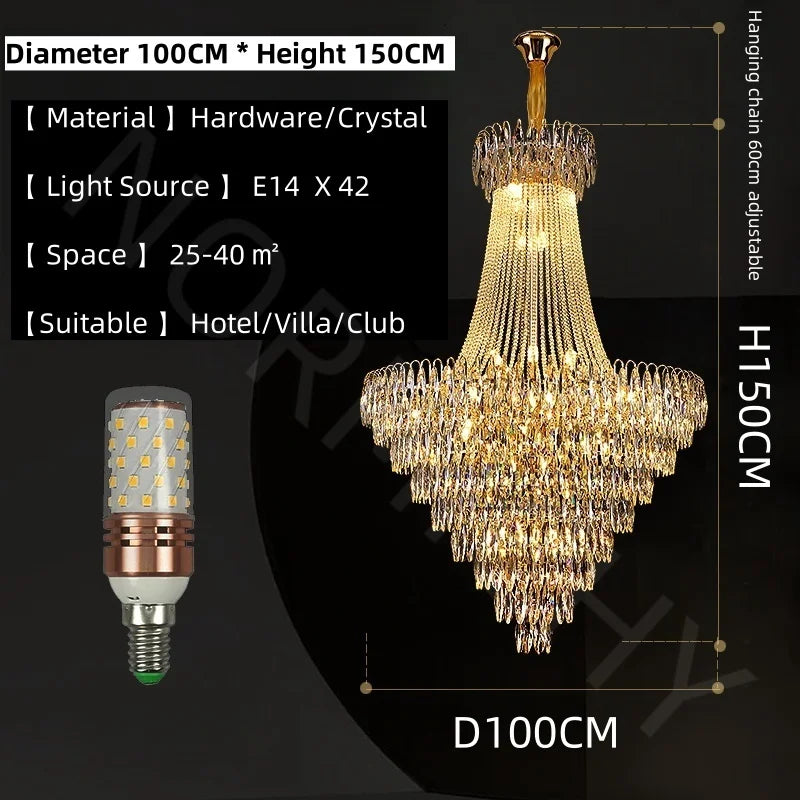 Nordic Modern Crystal Chandelier Wedding Hall Villa Hotel Hall Living Room Home Decoration Ceiling Light Luxurious Pendent Lamp.this beauty will arrive 22-44 days