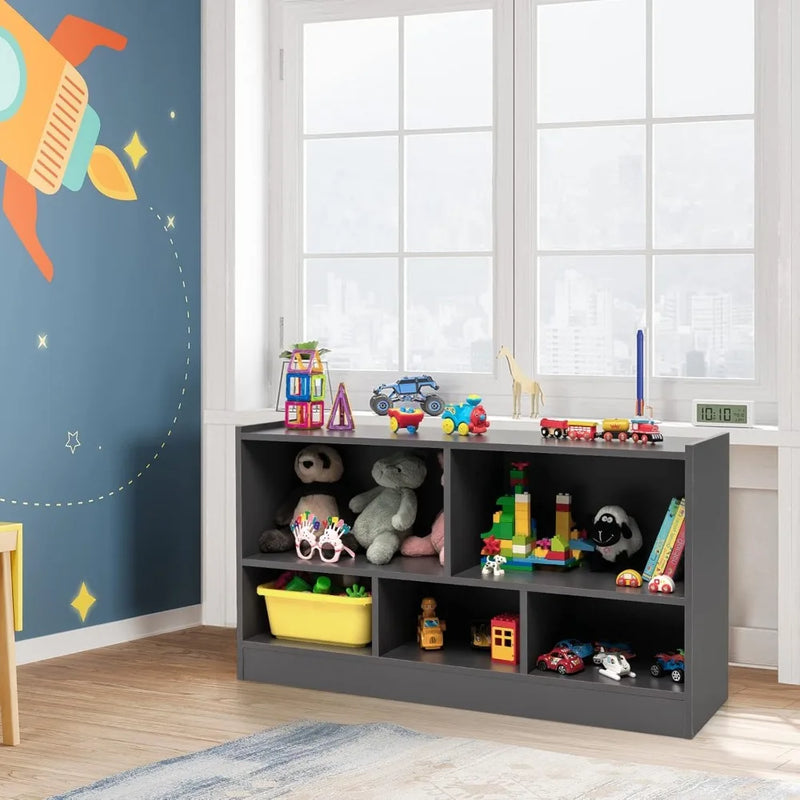 5 Cube Bookcase, 2 Tier Wooden Storage Open Bookshelf, Multipurpose Display Storage Cabinet for Living Room, Bedroom