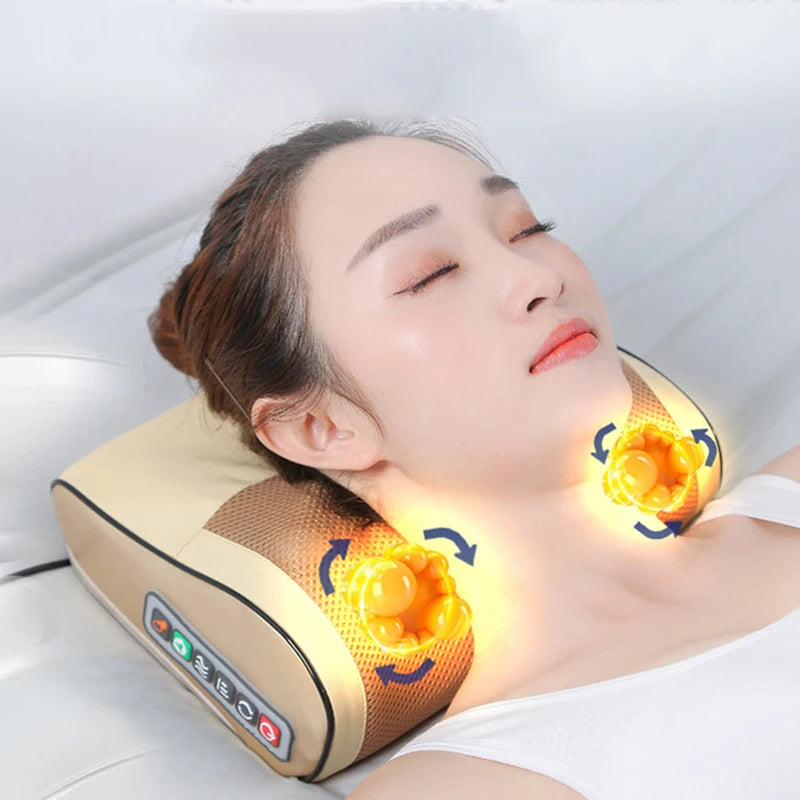 Back Neck Massager Infrared Heating Electric Shoulder Foot Massage Pillow Deep Tissue Kneading For Waist Legs Shoulder Women Men