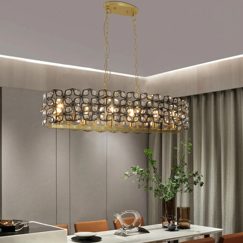 Modern Industrial Geometric Crystal Shade 6-Light Fixture for Dining Room,Living House,Home Foyer ,Kitchen Island Arrival 5-10 days