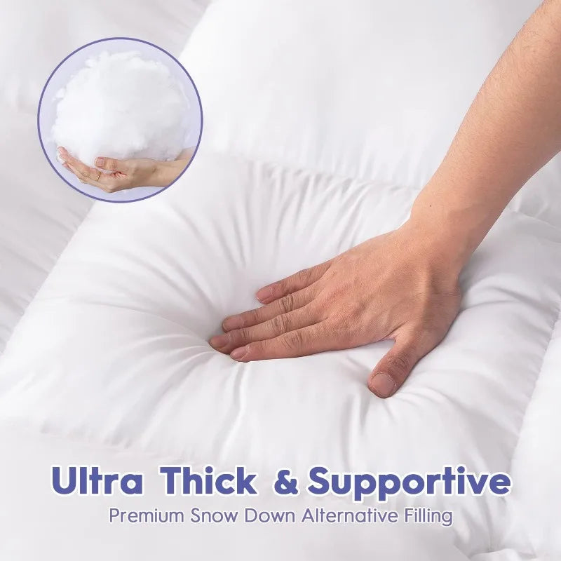 Mattress Topper Queen for Back Pain Relief, Extra Thick Mattress Pad Pillowtop, Soft Mattress Protector Cover