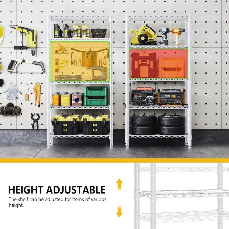 1250 Lbs 5 Tier Shelf Metal Storage Shelves Wire Rack Closet Organizers for Garage Kitchen Bathroom Laundry