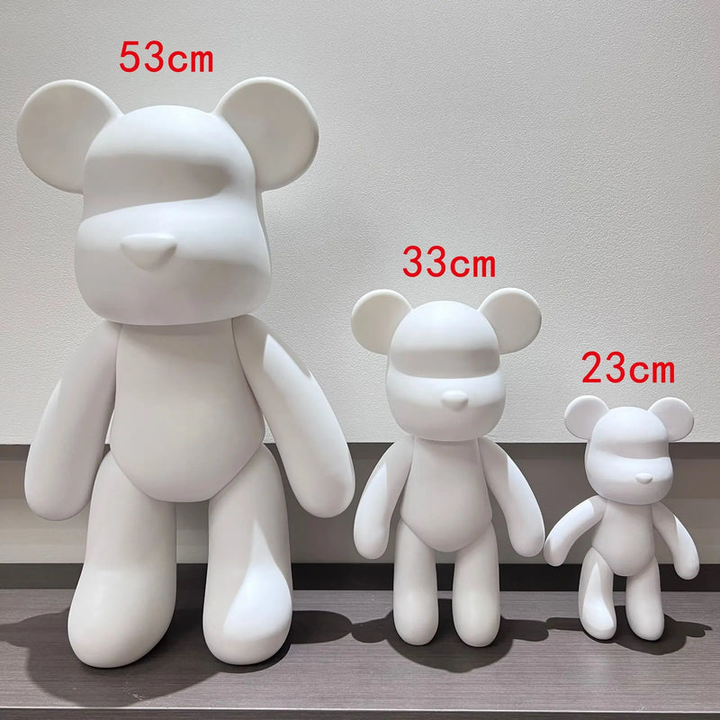 Vinyl White Bear Figure DIY Graffiti Handmade Bear Statue Painting Fluid Pigment Vinyl Graffiti Figurine Decoration Kid Toy Gift