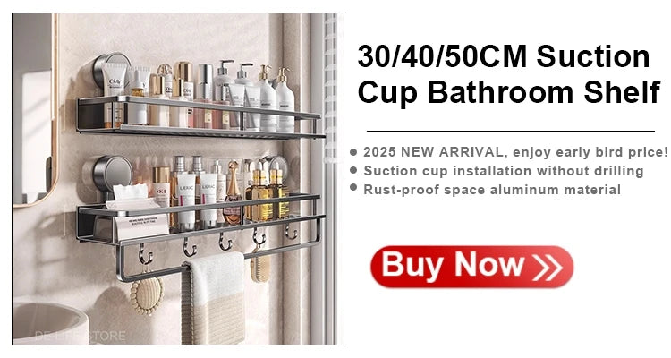 1-2PCS Bathroom Corner Shelf with Plastic Hook Towel Bar No Drill Space Aluminum Shower Storage Rack Bathroom Organizer