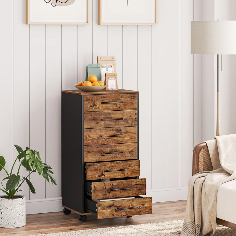 HOOBRO 7-Drawer Chest Wooden File Cabinet, Office Cabinet with Drawers, Storage Cabinet, for Home Office