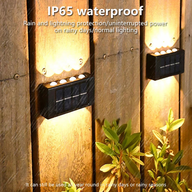 10/8/6/4LED Solar Wall Lamp Outdoor Waterproof Up and Down Luminous Lighting for Garden Fence Decoration Sunlight Light