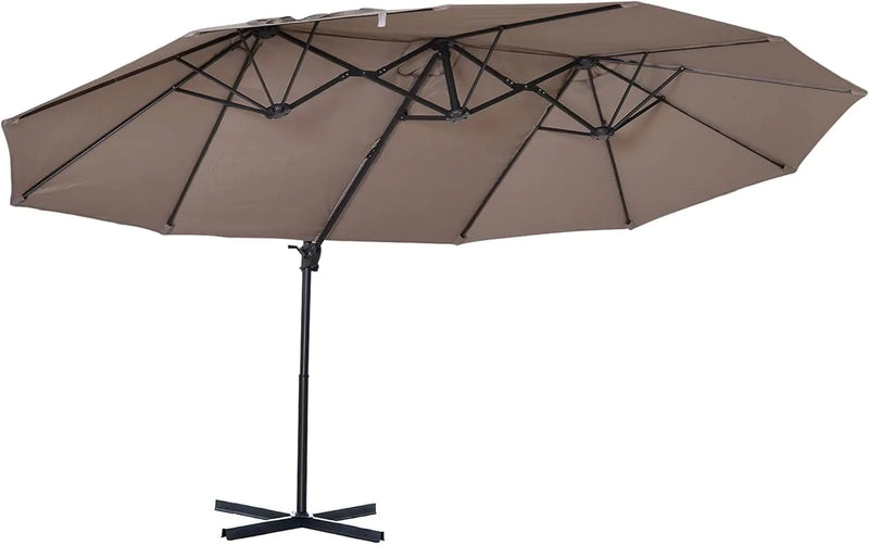 Patio Umbrella Double-Sided Outdoor Market Extra Large Umbrella with Crank, Cross Base for Deck, Lawn, Backyard an