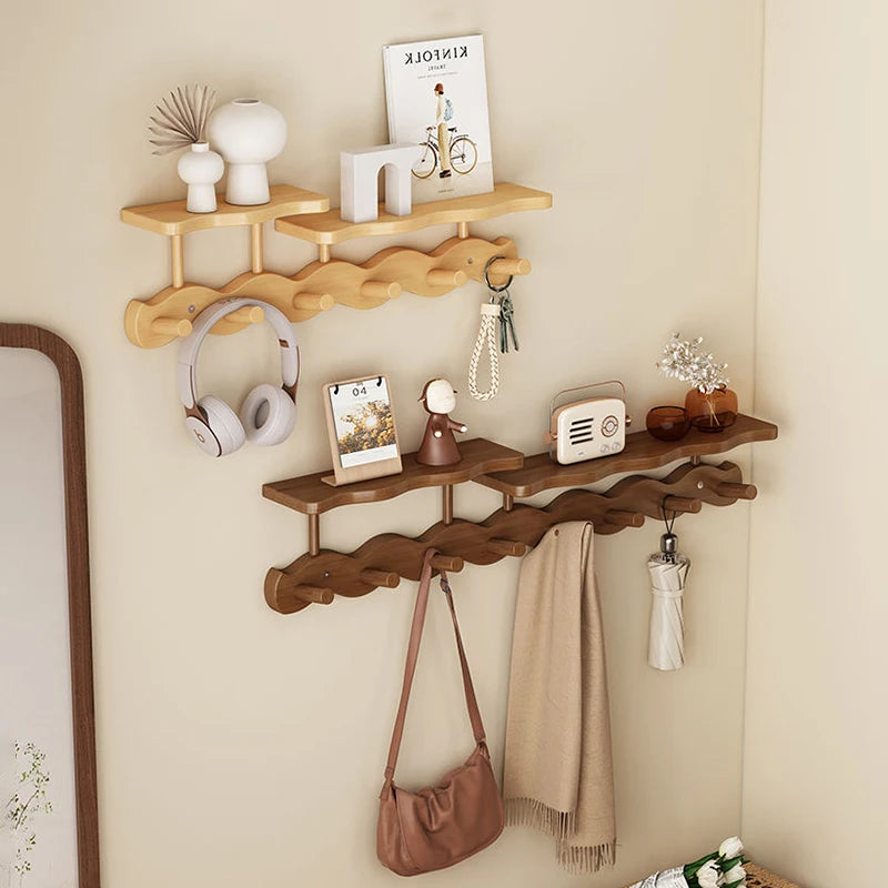 Entrance Hall Coat Rack Wall Mounted Clothes Scarf Storage Hooks Interior Clothing Bag Keys Organizer Hangers with Storage Rack