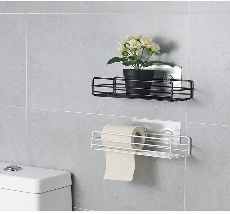 Bathroom Corner Triangle Shelf Wall Mounted Storage Shelves Shampoo Holder Cosmetic Rack Iron Shower Drain Basket Organizer