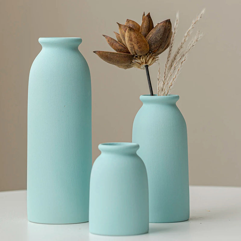 Ceramic Vase,Small Vases for Decor,Set 3 Modern Boho Vases for Flower Pampas,Fit for Living Room Desk Shelf Decor