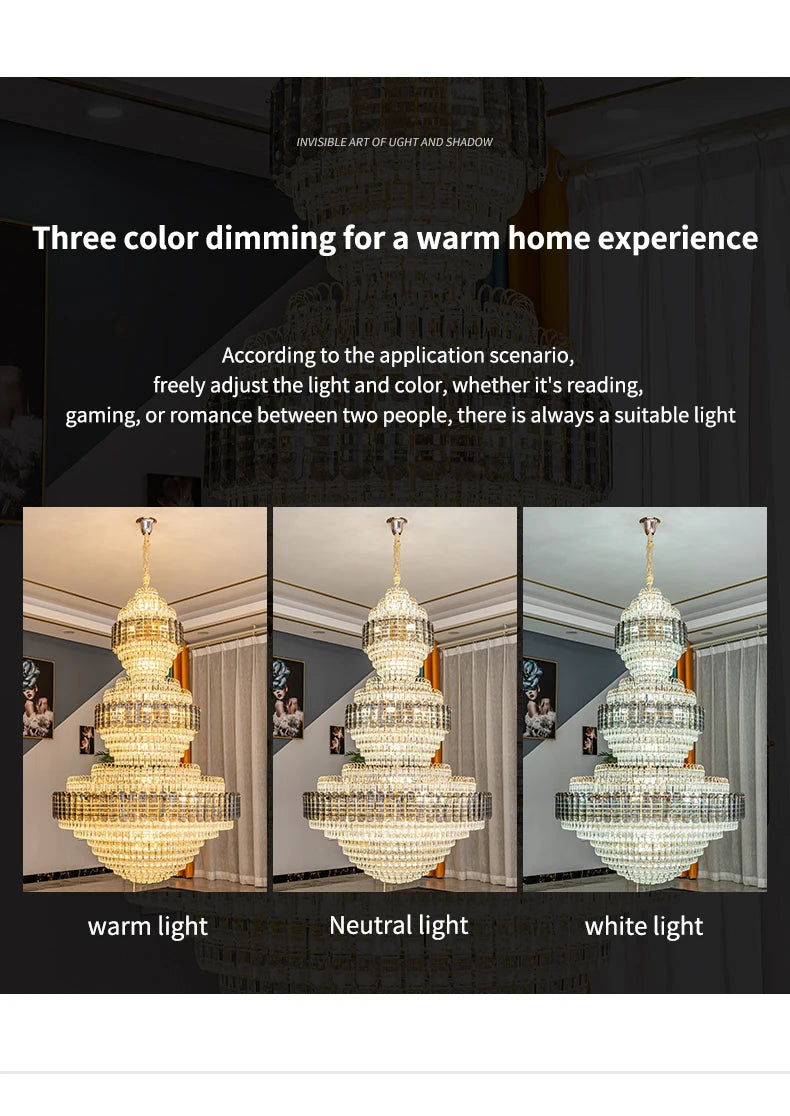 European Duplex Chandelier Luxury Hotel Lobby Loft Crystal Light Creative Personality Villa Living Room Stairwell Big Hanging, this Beauty ships from Europe, Arrival 29- 42 days